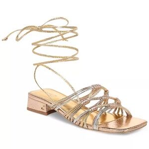 Sam Edelman Circus NY Jocelyn Metallic Strappy Sandal with Ankle Ties